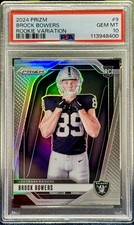 2024 Prizm Brock Bowers Rookie Card #9 SILVER VARIATION 💎PSA 10💎 Raiders RC