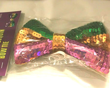 Mardi Gras Sequin Bow Tie Sparkle Costume NEW IN PACKAGE UNISEX STYLE NWT