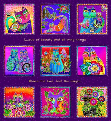 LAUREL BURCH FANTASTICATS 18 BLOCK PANEL PLUS FABRIC PACK - PURPLE