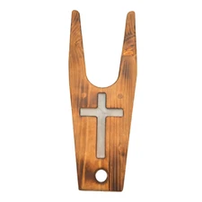 Wooden Big Mans Boot Jack Boot Puller With Epoxy Filled Engraved Cross