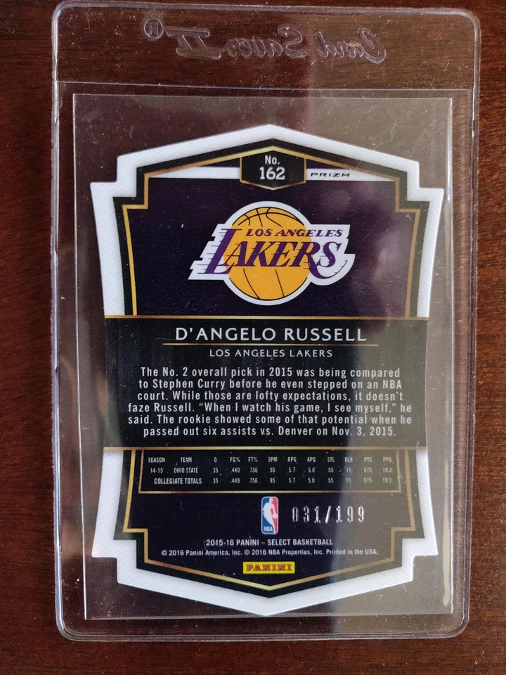 D'Angelo Russell RC Panini Select 2015 troquelado azul Prizm novato como nuevo sin clasificar Foto 2 de 4