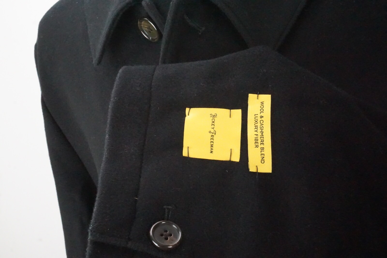 Hickey Freeman Cashmere Blend Solid Black Overcoat Jacket Sz 50R BRAND NEW - second product detail image