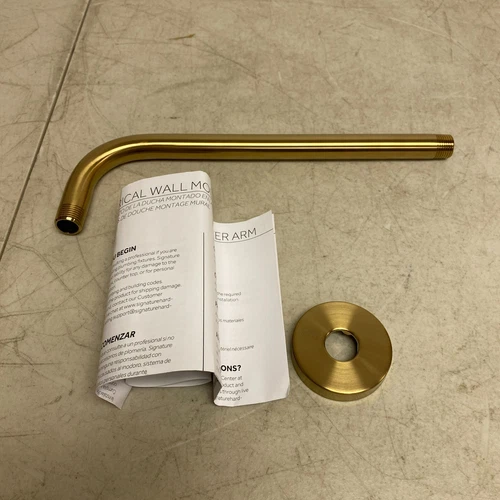 Signature Hardware 12" Shower Arm & Flange Brushed Gold SHRSA123BG - Picture 2 of 15