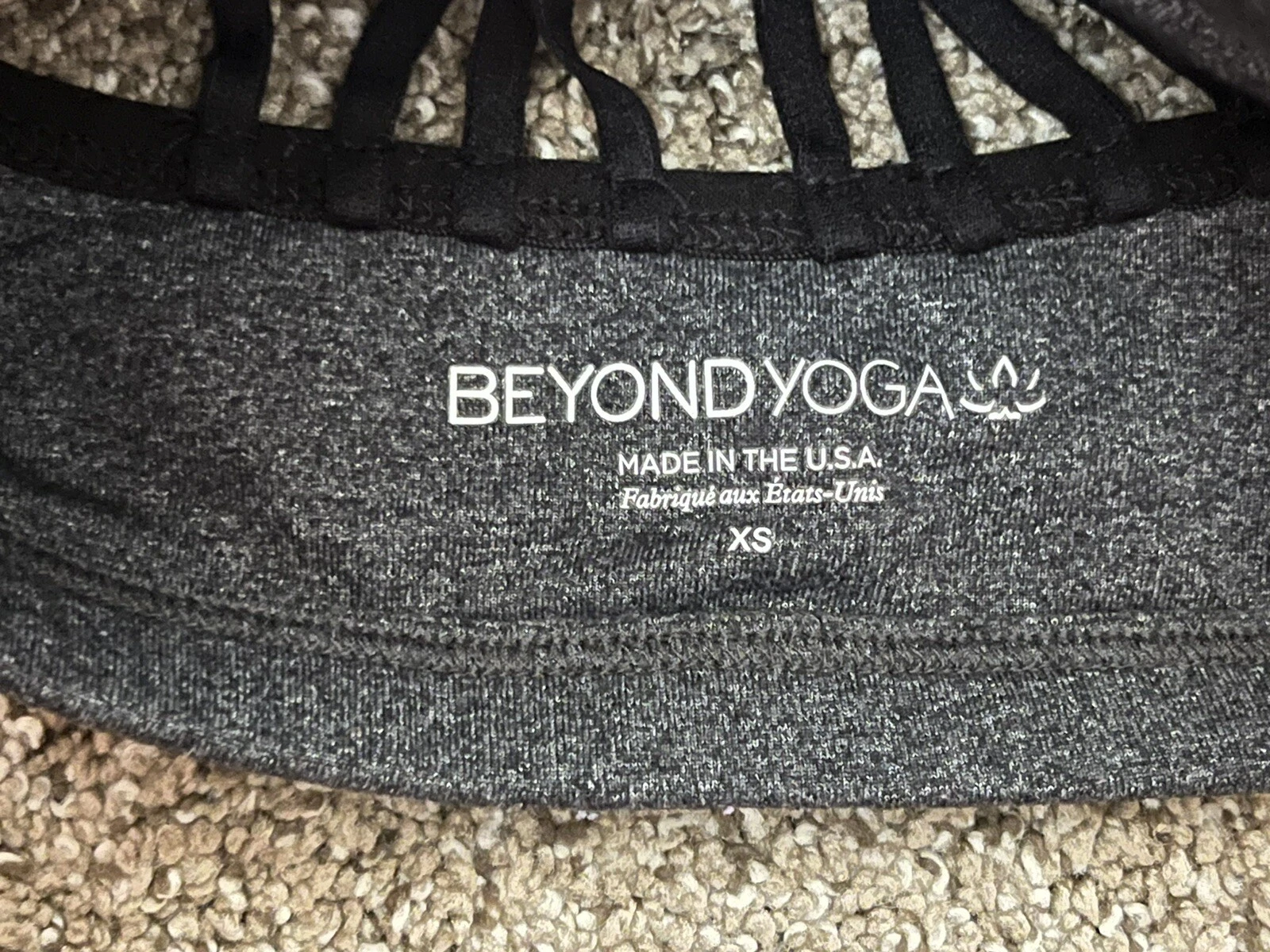 beyond-yoga charcoal padded active running jogging exercise tank-bra