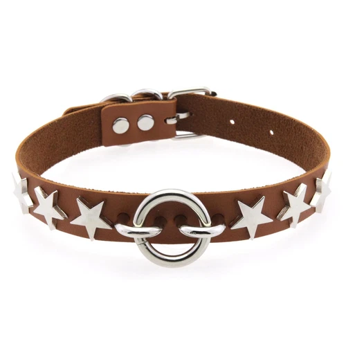 O-Ring Stern Goth Punk PU Leder Choker Halsband Halskette Neckchain Mädchen Party - Bild 24 von 37