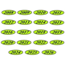 EZ-Line Car Dealer Oval Model Year 2 DOZEN  Windshield Sticker Chartreuse