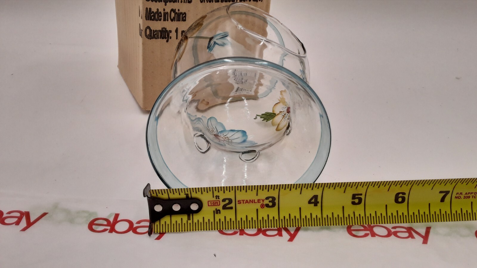 Yankee Candle CRACKLE Glass Candle Holder Floral 6 INCH eBay