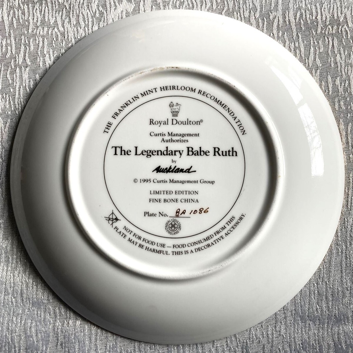 コレクション Legendary Babe Ruth Collector Plate s-l400.jpg