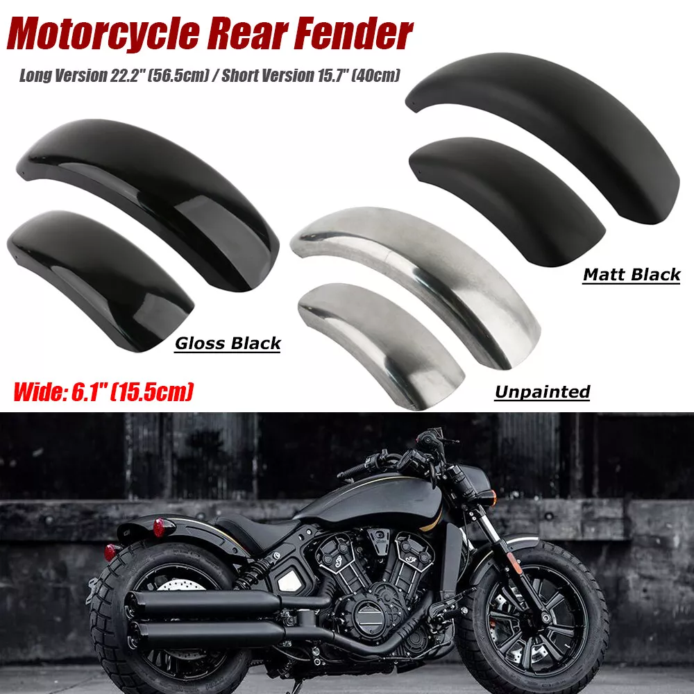 6.1 Flat Motorcycle Rear Custom Steel Fender Black For Harley Bobber Chopper