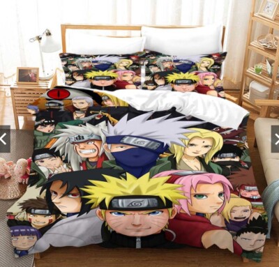 NARUTO 5 PERSONAGGI Kakashi Sasuke Sakura - Set di biancheria da letto in Cotone - Copripiumino