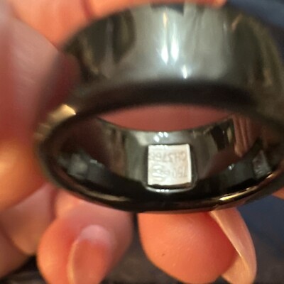 MAUBOUSSIN 750 18K WHITE GOLD X DIAMOND BAND RING BLACK CERAMIC