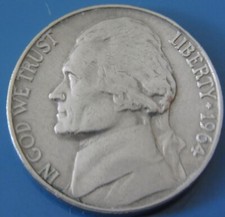 USA 5 Cents T. Jefferson 1964, Umlaufmünze