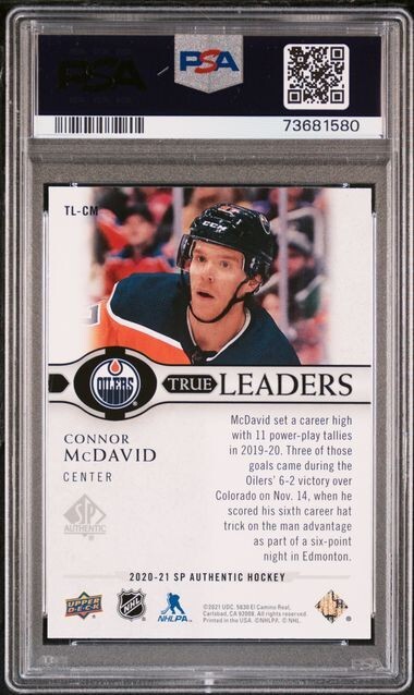 2020 SP Authentic True Leaders Connor McDavid #TL-CM PSA 10 Gem Mint view 2