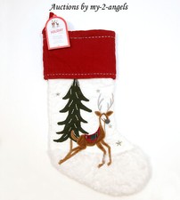 NWT Pottery Barn Kids REINDEER HERITAGE Christmas Quilted Stocking NO MONO NAME