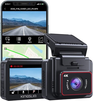 Kingslim D5-4K Dashcam mit WiFi   Frontkamera für Autos mit GPS &Geschwindigkeit