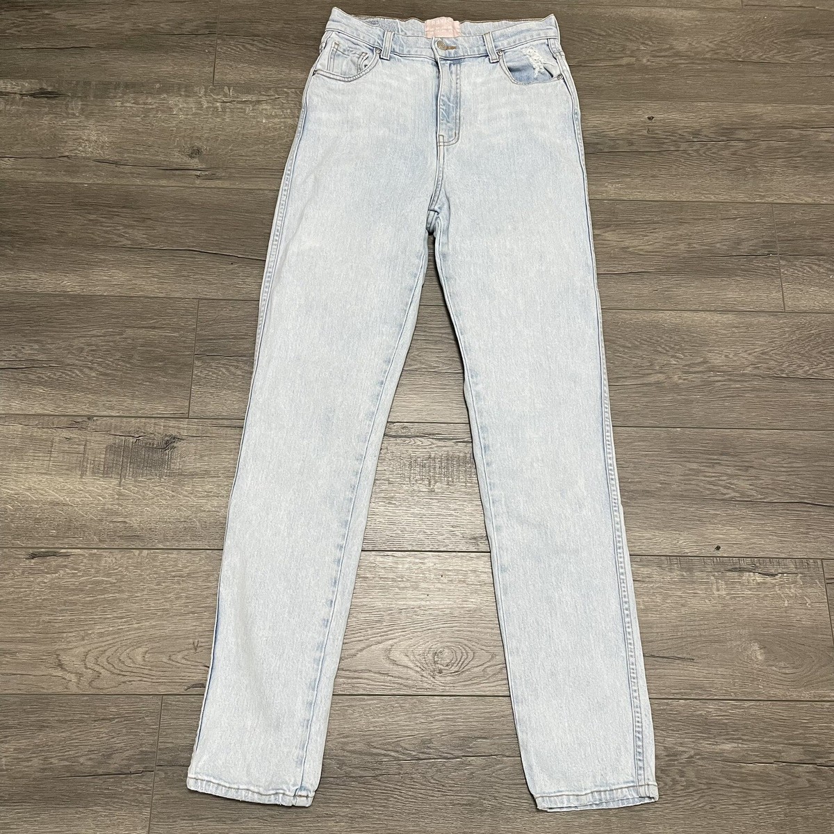 Revice Uptown Stardust High Waisted Mom Jeans Distressed Sz 29 Light Wash