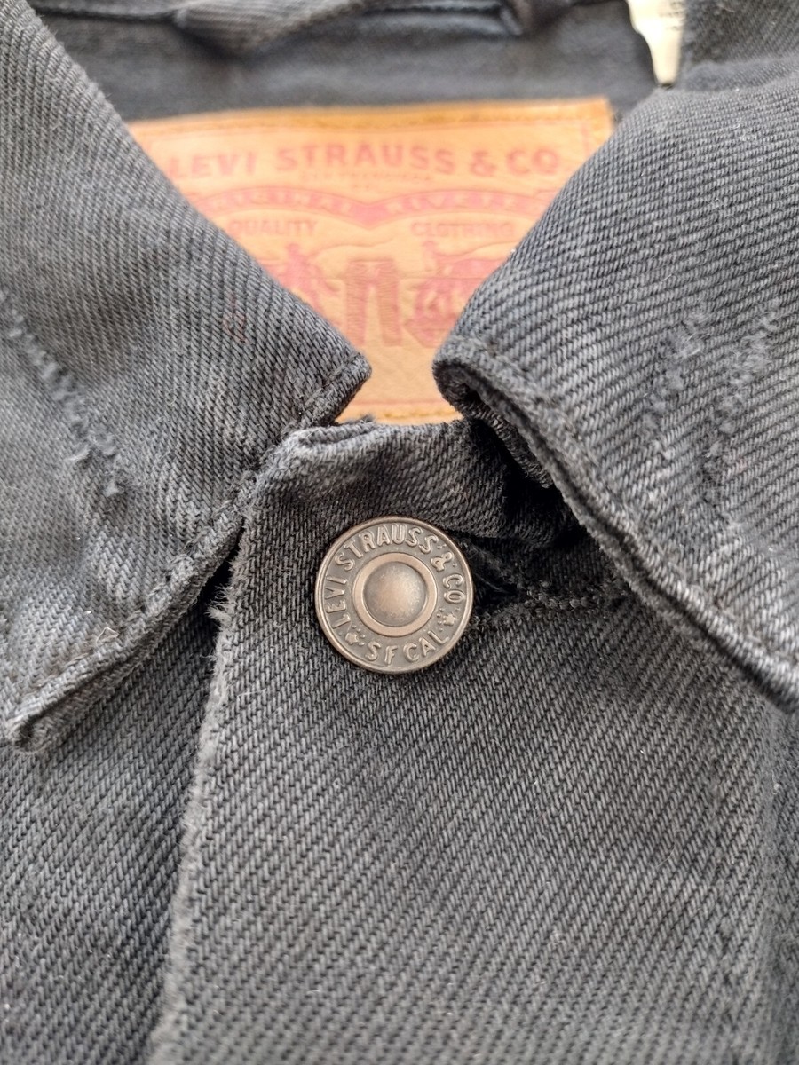Levis Trucker Jacket Men's XXL Black Denim Button Red Tab Pockets