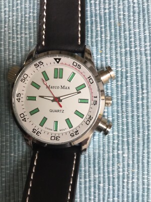 Mens Marco Max Big Face Quartz Watch, Black Band