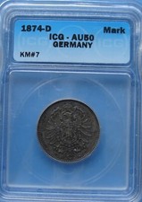 DR 1874 D 1 Mark ICG AU50! Seltenheit!