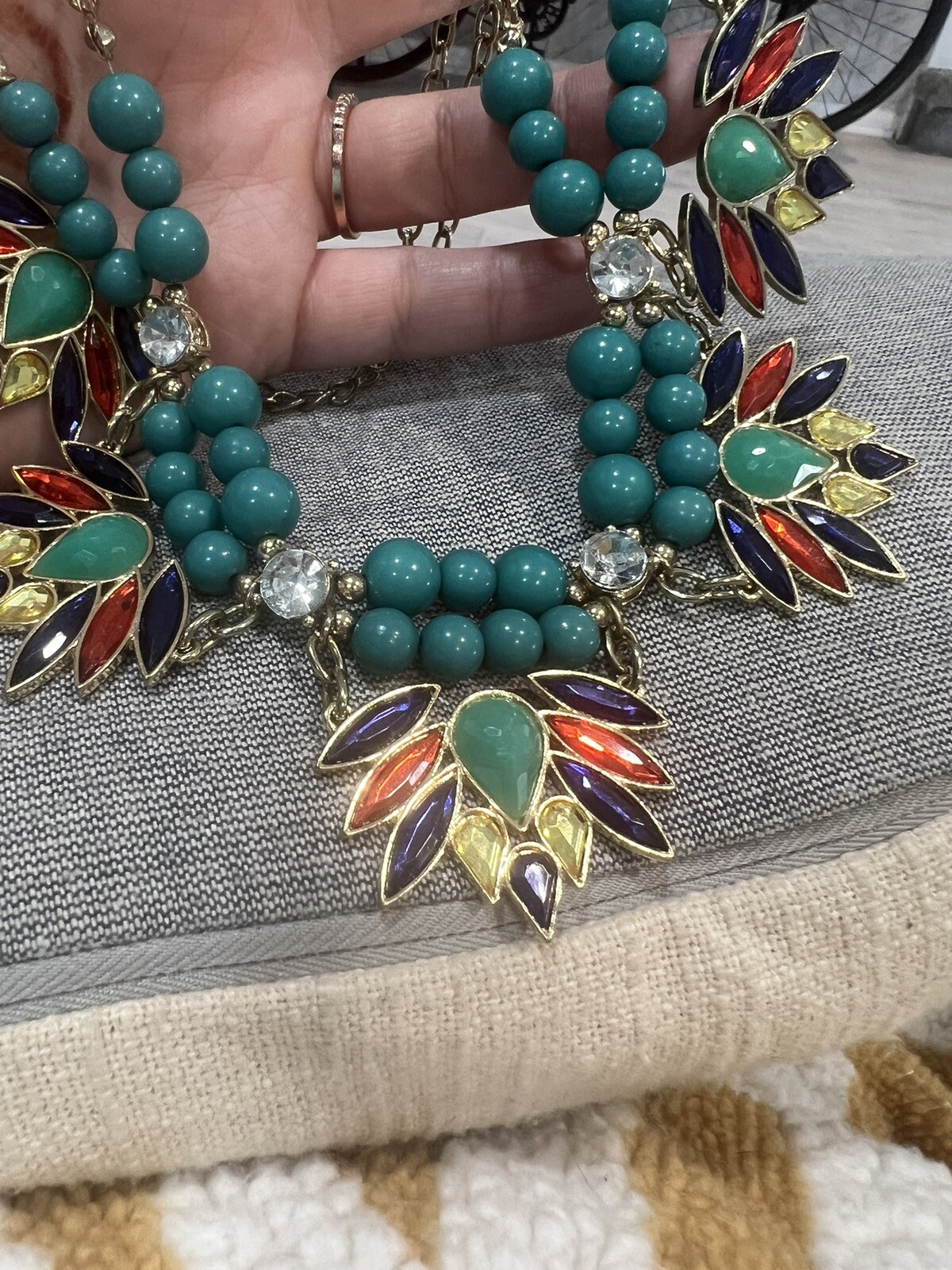 Multicolor Statement Necklace With Turquoise Tone… - image 3