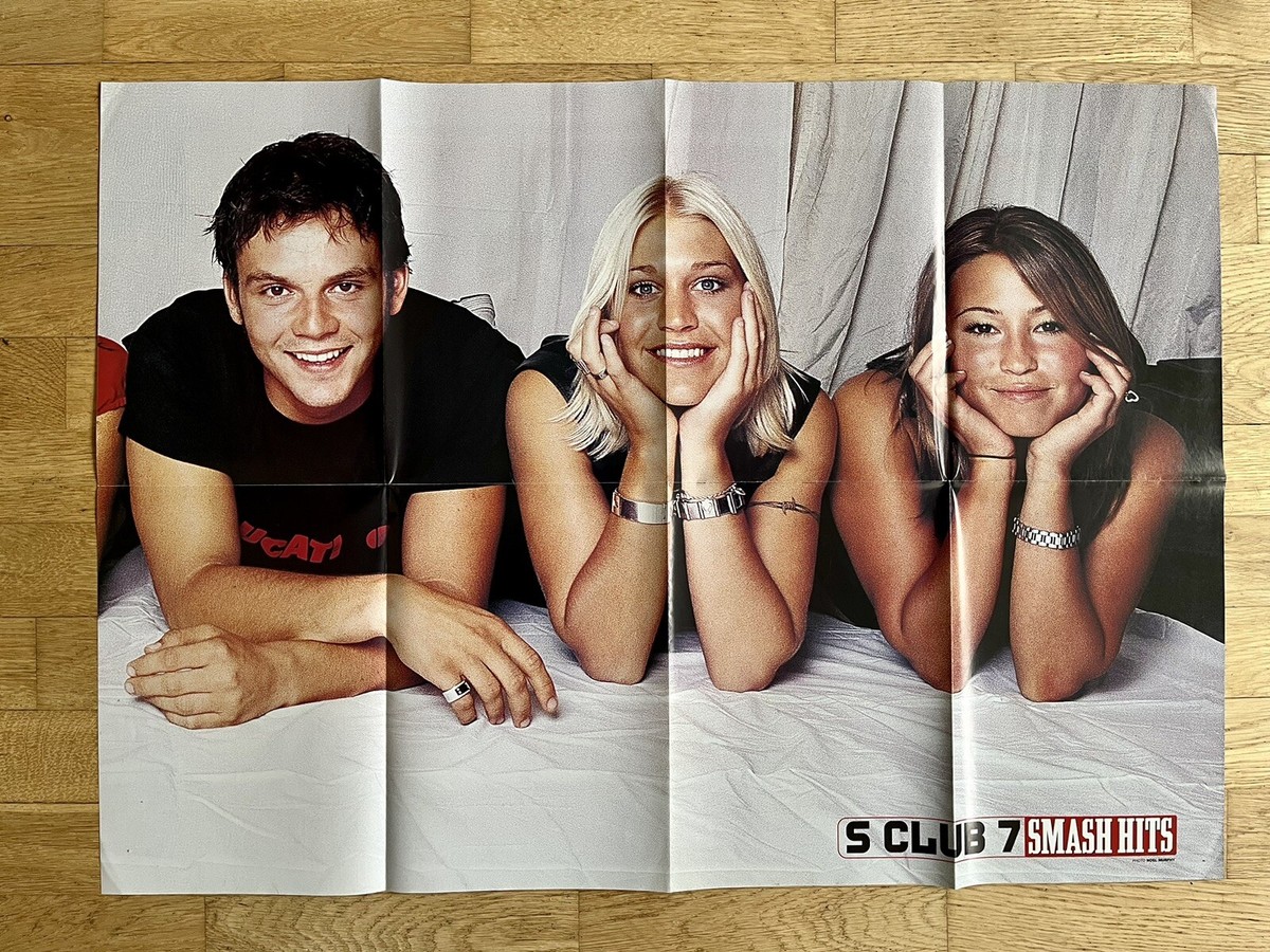 S CLUB 7 Giant Poster 1990s 166 x 60 cm UK Music Magazine Smash