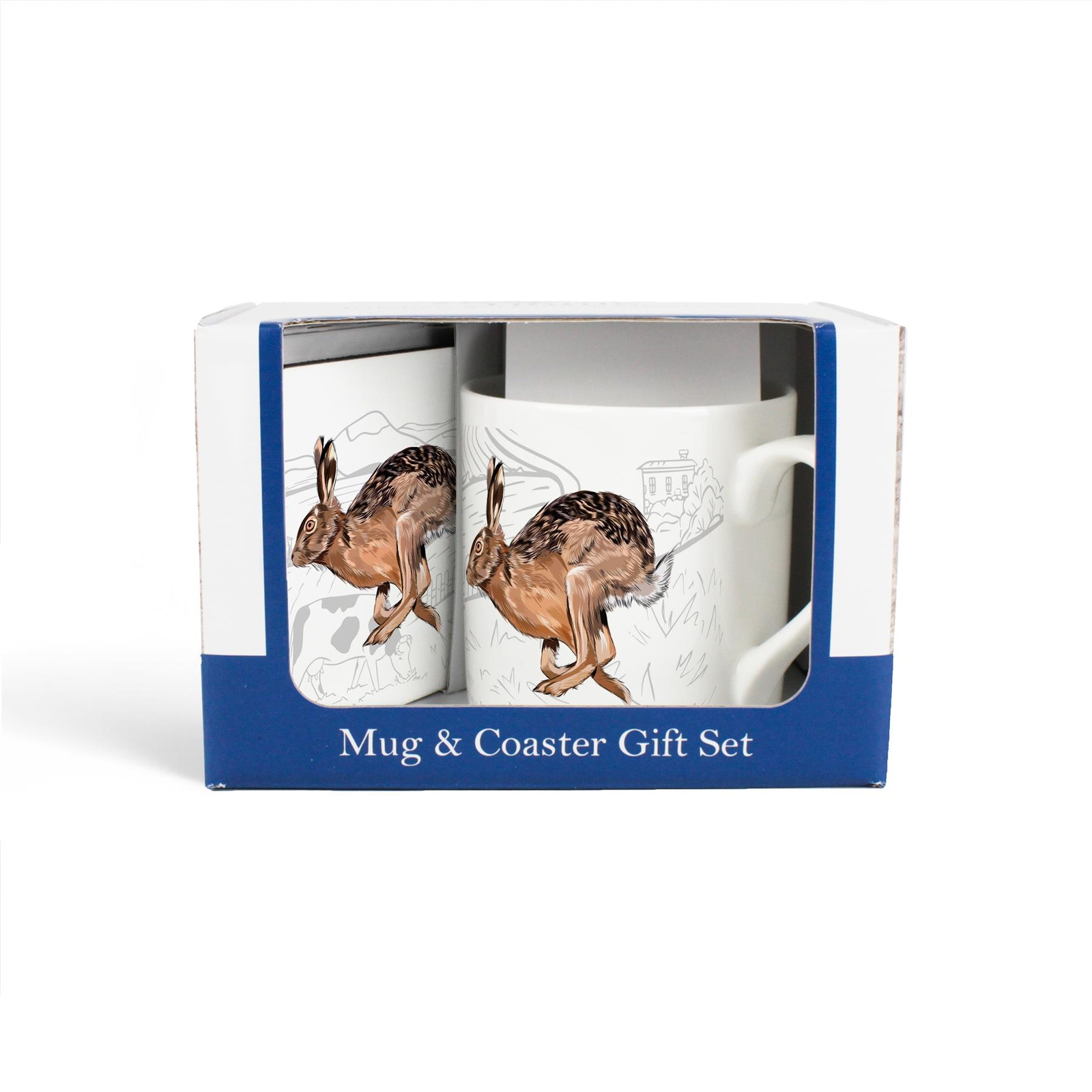Hare Mug & Coaster Gift Set - Country Farm Bone China/Cork Farm Present