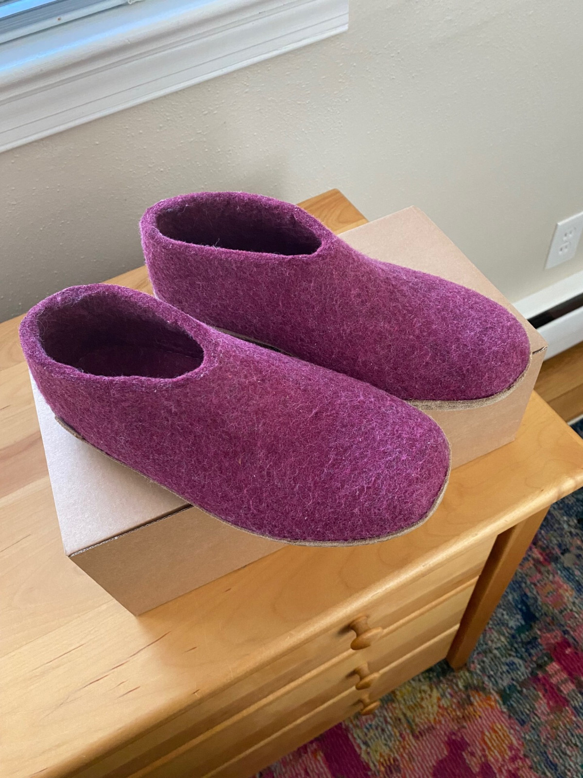 SAOLA Ciabatta scarpa Glerups lana nuova con etichetta con suola in pelle mirtillo 41 10 $110