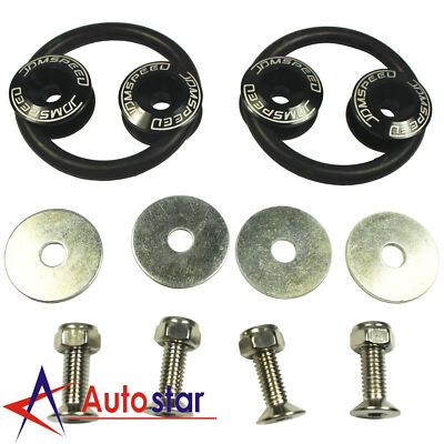 New Black JDMSPEED Aluminum Quick Release Car Bumper Fender Trunk Hatch Lid Kit