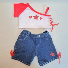 Build-A-Bear Red Star Shirt And Jeans Blue 4th of July Off Shoulder Clothing BAB