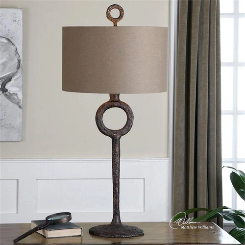 Uttermost Ferro Transitional Cast Iron Table Lamp in Beige/Bronze - Picture 6 of 6