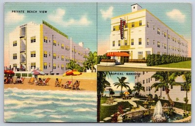 Vintage Florida Postcard MIAMI BEACH Hotel Normandie Gardens 1940s