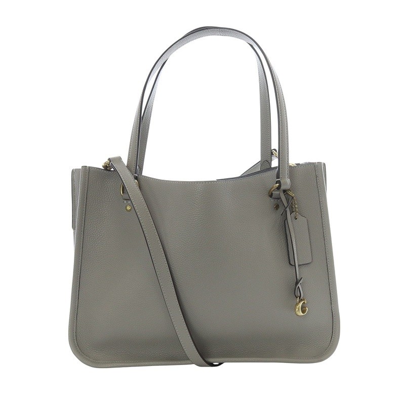 Coach Tyler Gray Leather 2-Way Shoulder Bag Carryall Handbag C3768 SR38
