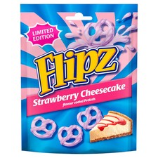 Flipz Strawberry Cheesecake Flavour Pretzel Snacks 90g