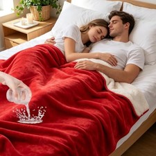 60"x80" Waterproof Blanket for Bed Intimacy, Love Blanket for Couples Red