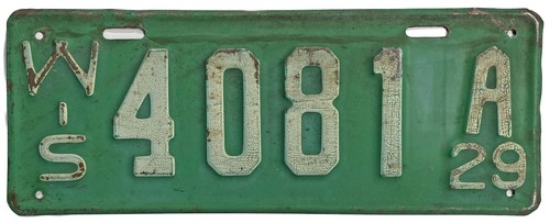 Wisconsin 1929 Shorty License Plate 4081 A Original Paint Low 4 Digit Number