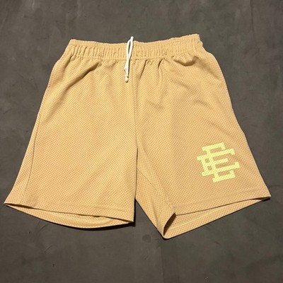 Eric Emanuel Mesh Shorts Mens Medium Tan EE Logo Basic USA Made Streetwear