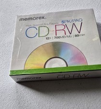 NEW Memorex High Speed Blank CD-RW 5 PACK 12x 700MB/Mo 80 Min. SEALED