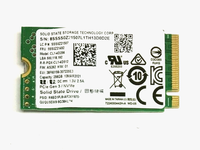 256GB M.2 PCIE NVME 2242 SSD Single Notch Major Brands | Very Good