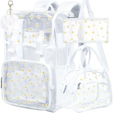 3PCS Clear Backpack, Heavy Duty Transparent Bookbag for Girls Women, Stadium ...