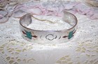 NATIVE AMERICAN Sterling Silver Turquoise/Coral Inlay Thunderbird Cuff Bracelet — photo 6