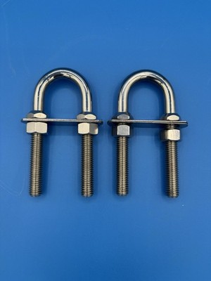 2PCS Boat Stainless Steel M8 Bow Stern Eye U-Bolt Cleat Rope Tie Down Rigging