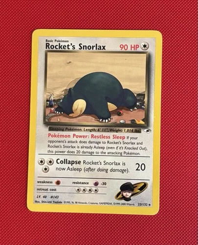 Pokémon Rocket's Snorlax 33/132 Team Rocket Regular 90 HP 2000