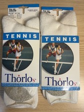 Vintage 2001 Thorlo TX-13 White Thick Tennis Socks 2 Pairs Size 9-12.5 MADE USA 