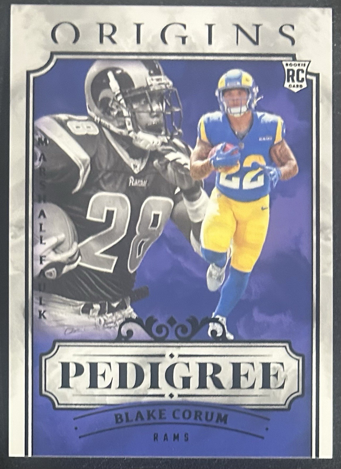 2024 Panini Origins Blake Corum RC #19 Pedigree SSP Case Hit Marshall Faulk