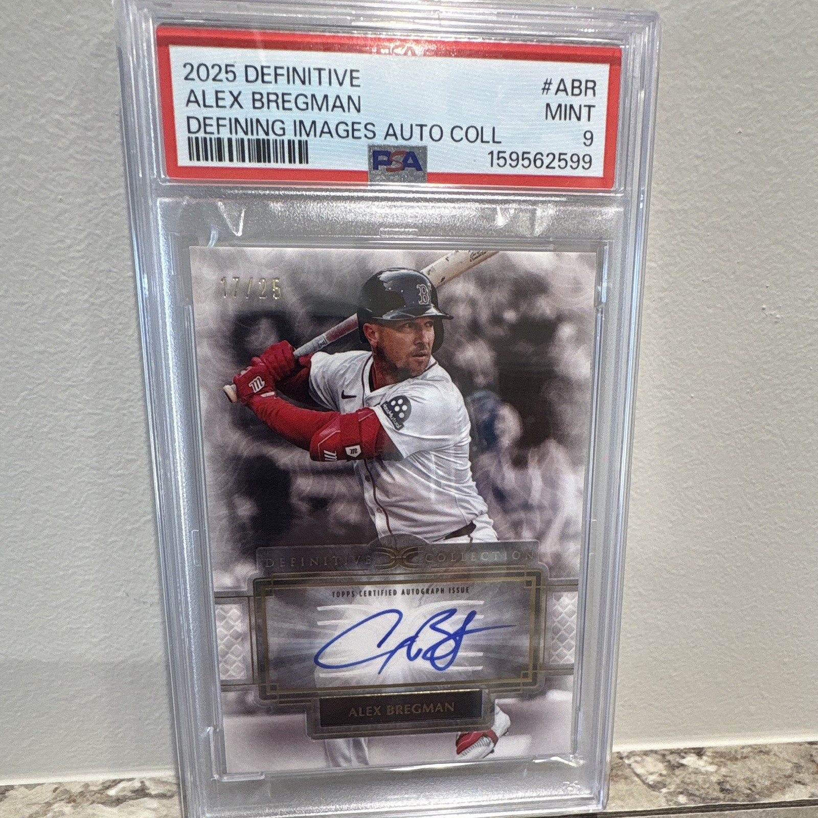 Topps Definitive 2025 Alex Bregman Defining Images #DIAC-ABR Auto Red Sox PSA 9 view 1