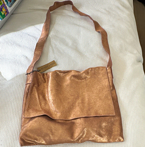 BUSBY & FOX Metallic Rose Gold Leather Women's Shoulder Bag Handbag