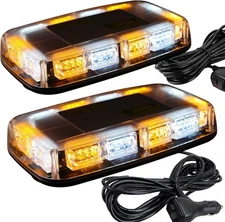 ASPL 2pcs 48LED Roof Top Strobe Lights, High Visibility Emergency Amber/White 