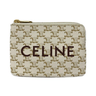 CELINE コンフォータケース 150×210cm CELINE Triomphe Medium White Gold Dark Brown PVC Coin Case | eBay