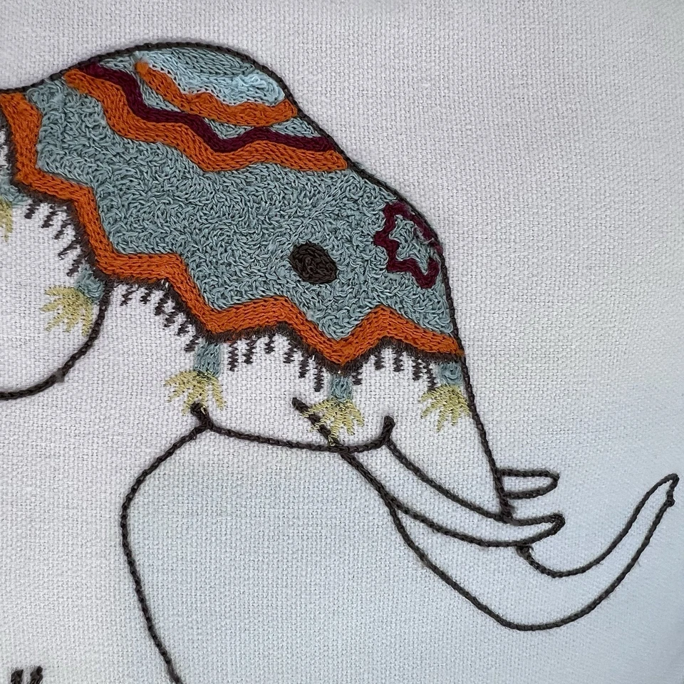 Elephant Pillow Boho Embroidered Anthology w/Zipper Removable Cover 13" x 17" - Image 3 of 4