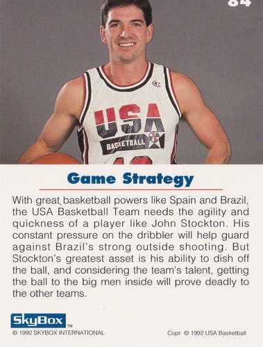 JOHN STOCKTON TEAM USA GAME STRATEGY SKYBOX NBA 1991-92 UTAH JAZZ - Picture 2 of 2